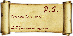 Paskes Sándor névjegykártya